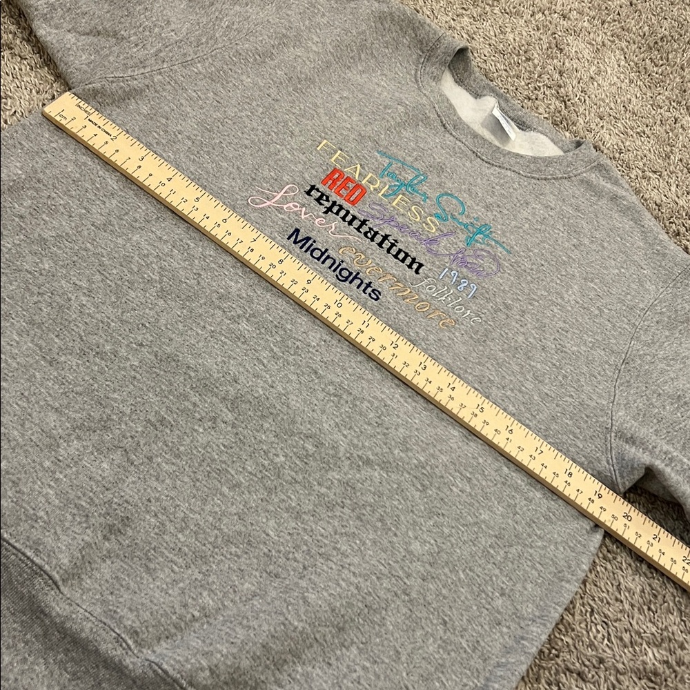 Taylor Swift Albums Embroidered Gray Sweatshirt Small Swiftie Apparel Cozy Top - Picture 10 of 16